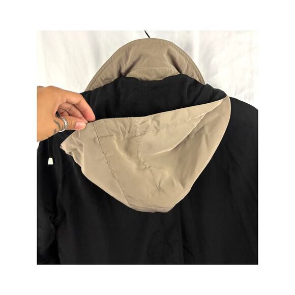 CS Signature Windbreaker Coat Lined Hooded Jacket Black Tan Ladies MEDIUM - Picture 14 of 14
